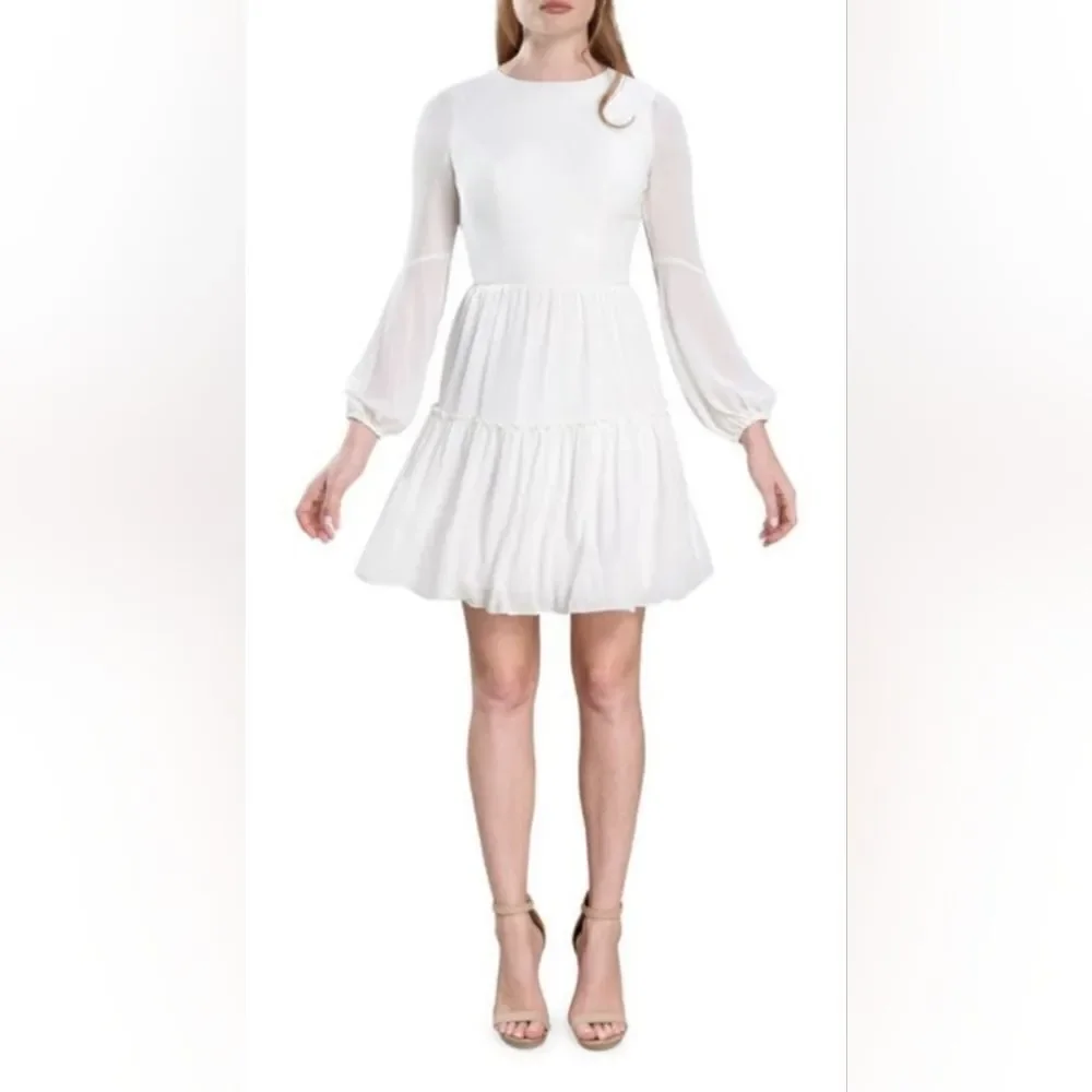 DRESS THE POPULATION Paola Back Cutout Mini Dress NWT size medium white